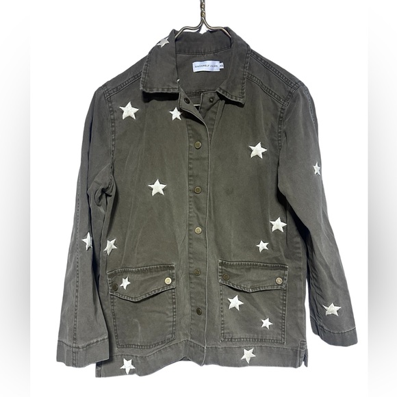 Sincerely Jules Military Vintage Look Distressed Snap Front Jacket Shirt XS - Picture 10 of 13